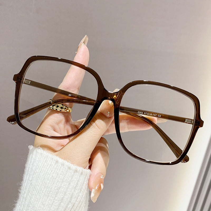 Plain Face Plain Glasses With No Diopters Vintage With Large Rims - X2-Shopping