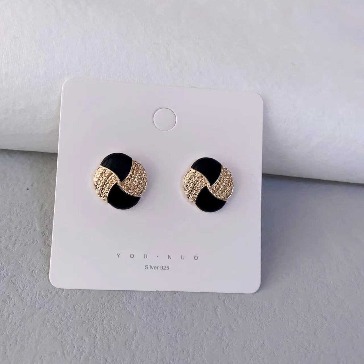 Vintage Dripping Enamel Geometric Ear Studs