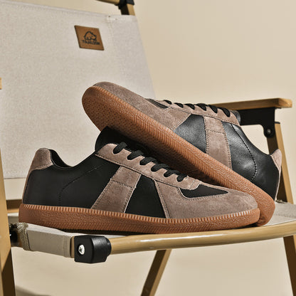 Top Layer Pigskin Leather Sneaker Japanese Canvas Retro Sports Couple Casual Shoes