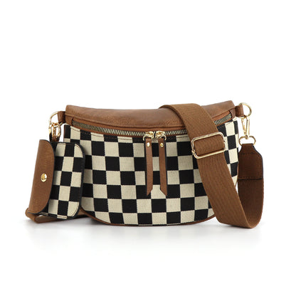 Trendy All-Match-Umhängetasche mit karierter Taille