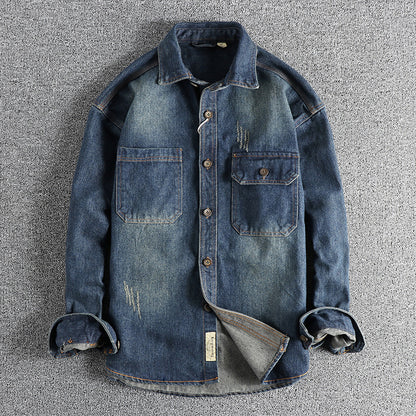 Washed Vintage Denim Shirt For Men