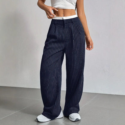 Stitching Suit Pants Simple Loose Drooping Straight-leg Pants - X2-Shopping