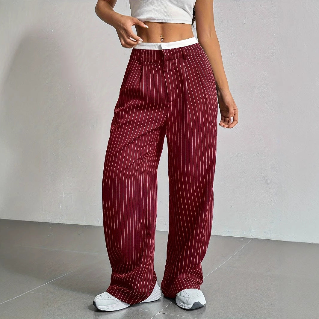 Stitching Suit Pants Simple Loose Drooping Straight-leg Pants - X2-Shopping