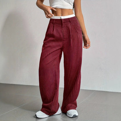 Stitching Suit Pants Simple Loose Drooping Straight-leg Pants - X2-Shopping