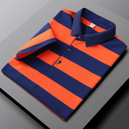 Lässiges gestreiftes T-Shirt mit halben Ärmeln für Herren