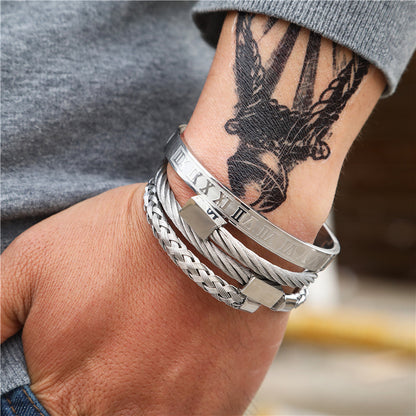 Titanium Steel Bracelet Suit Punk Creative Personality Roman