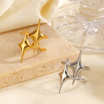 Female Popular All-matching Star 18K Gold Plated Ring