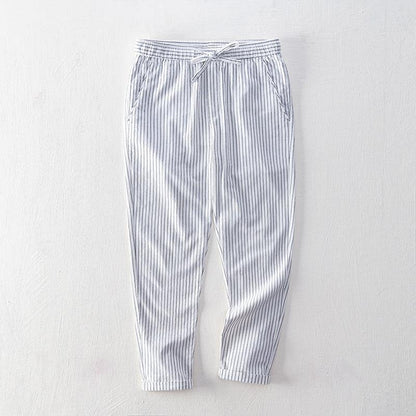 Simple Tether Casual Men's Contrast Color Striped Ankle-length Pants
