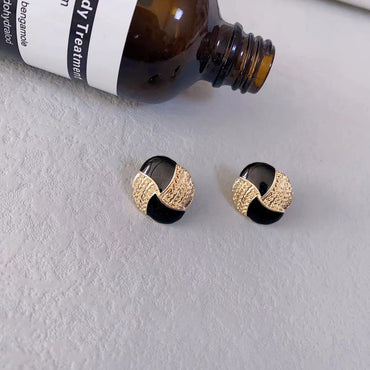 Vintage Dripping Enamel Geometric Ear Studs