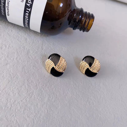 Vintage Dripping Enamel Geometric Ear Studs