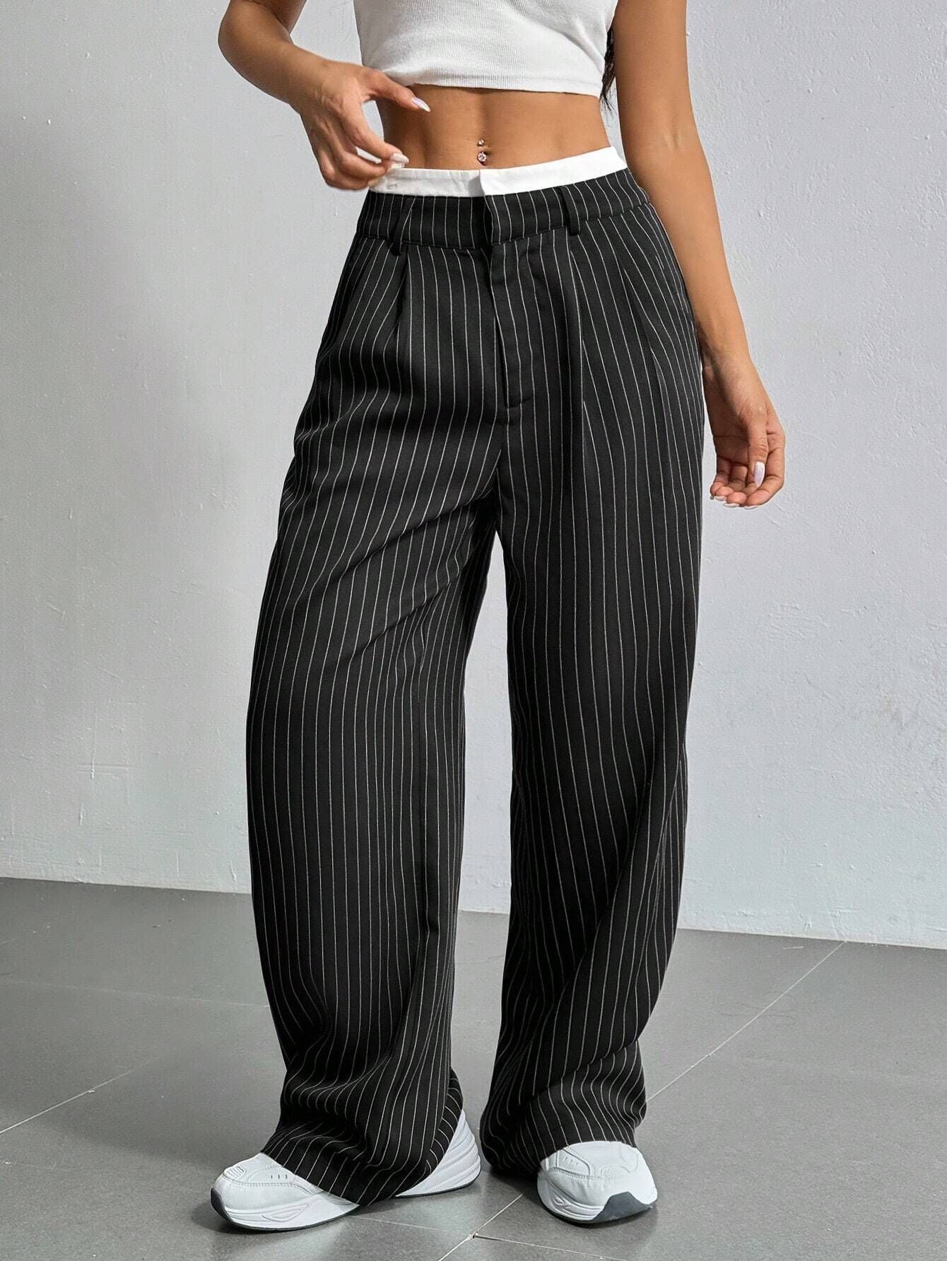Stitching Suit Pants Simple Loose Drooping Straight-leg Pants - X2-Shopping