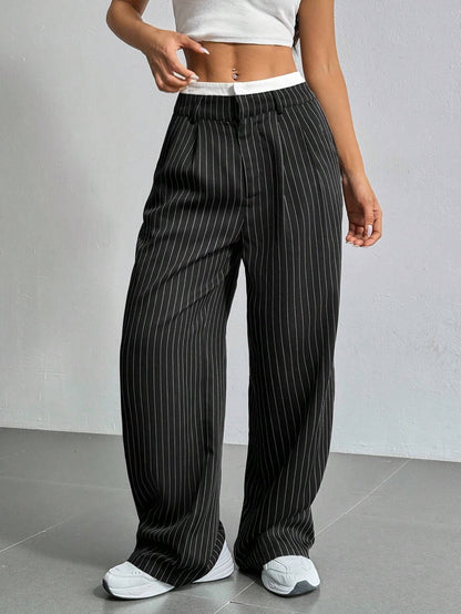 Stitching Suit Pants Simple Loose Drooping Straight-leg Pants - X2-Shopping