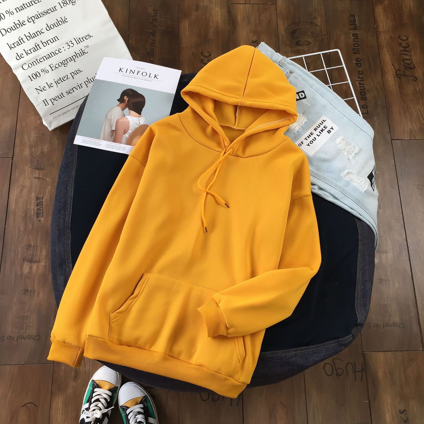 Long Sleeve Solid Color Hooded Sweater Couple - X2-Shopping