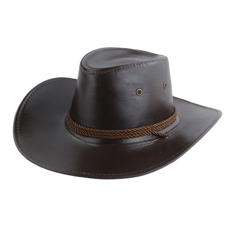 Cowboy Hat Men's Double-sided Suede Sun Hat With Wide Brim