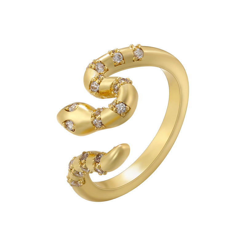 Micro Inlay Colorful Crystals Snake Ring