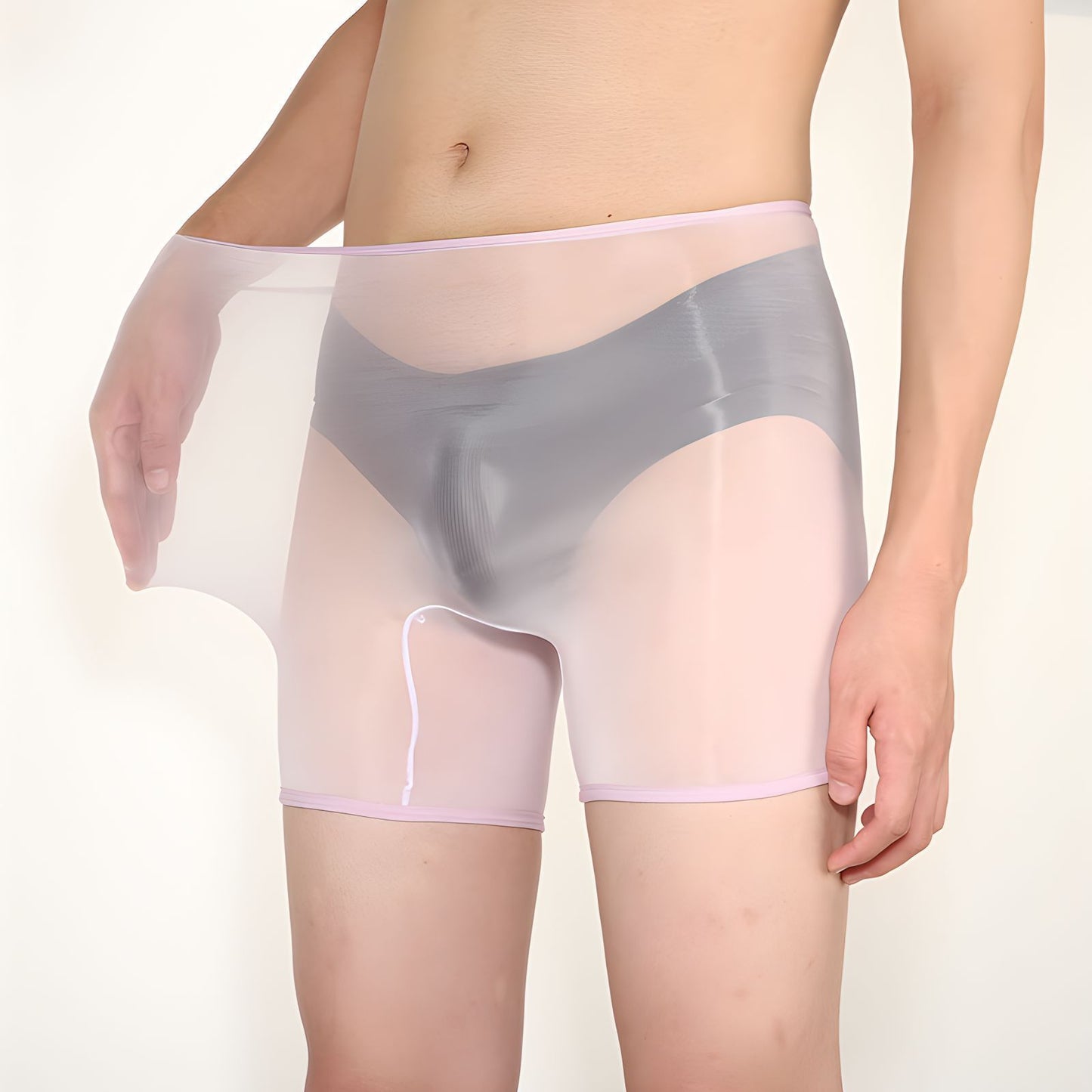 Men's Ultra-thin Shiny Stockings Transparent Bag Independent Warehouse Boxer Briefs
