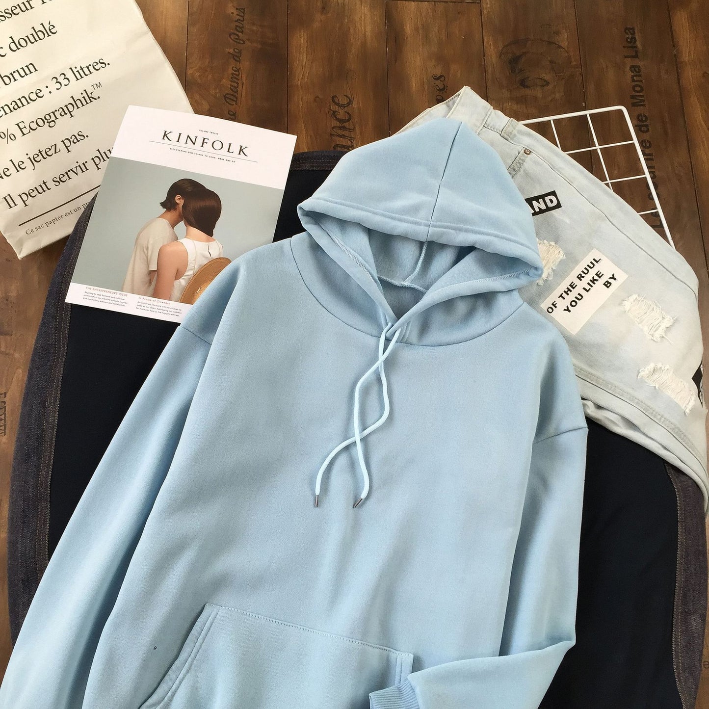 Long Sleeve Solid Color Hooded Sweater Couple - X2-Shopping