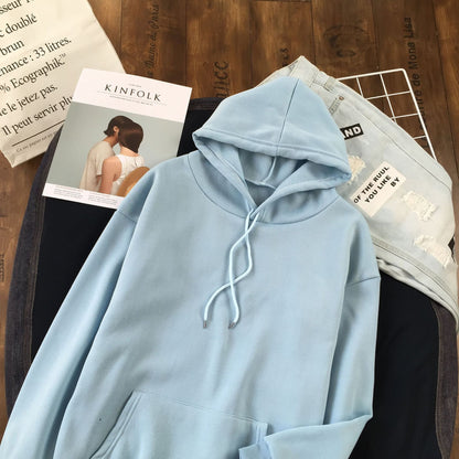 Long Sleeve Solid Color Hooded Sweater Couple - X2-Shopping