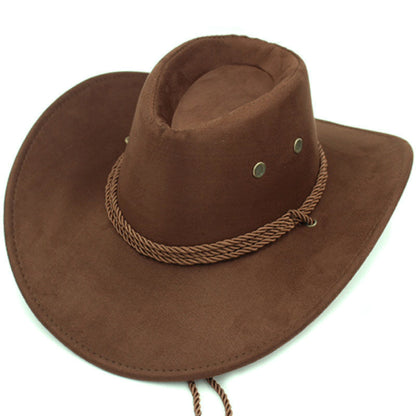Cowboy Hat Men's Double-sided Suede Sun Hat With Wide Brim