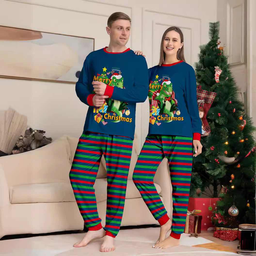 Tyrannosaurus Letter Christmas Tree Printing Parent-child Suit Pajamas - X2-Shopping
