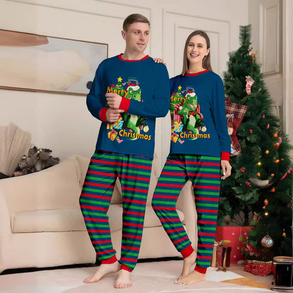 Tyrannosaurus Letter Christmas Tree Printing Parent-child Suit Pajamas - X2-Shopping