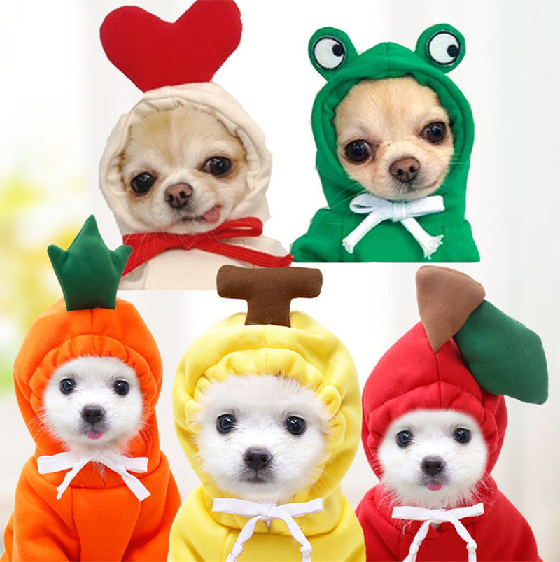 Cute Fruit Dog Clothes For Small Dogs Hoodies Winter Warm Fleece Pet Clothing Puppy Cat Costume Coat For French Chihuahua Outfit - X2-Shopping