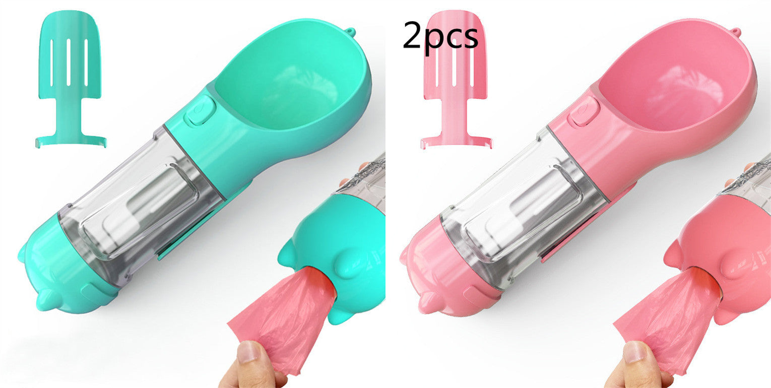 Pet Water Bottle Feeder Bowl Garbage Bag Storage Portable Pet Outdoor Travel 3 In 1 Dog Water Bottle - X2-Shopping