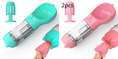 Pet Water Bottle Feeder Bowl Garbage Bag Storage Portable Pet Outdoor Travel 3 In 1 Dog Water Bottle - X2-Shopping