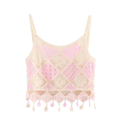 Hollow-out Design Sense Niche Crocheted Camisole Top