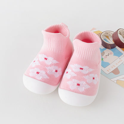 Babyschuhe mit weicher Sohle, rutschfest, atmungsaktiv, aus Strick