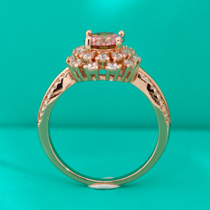 Colorful Red Moissanite Flower Ring Female S925 Sterling Silver
