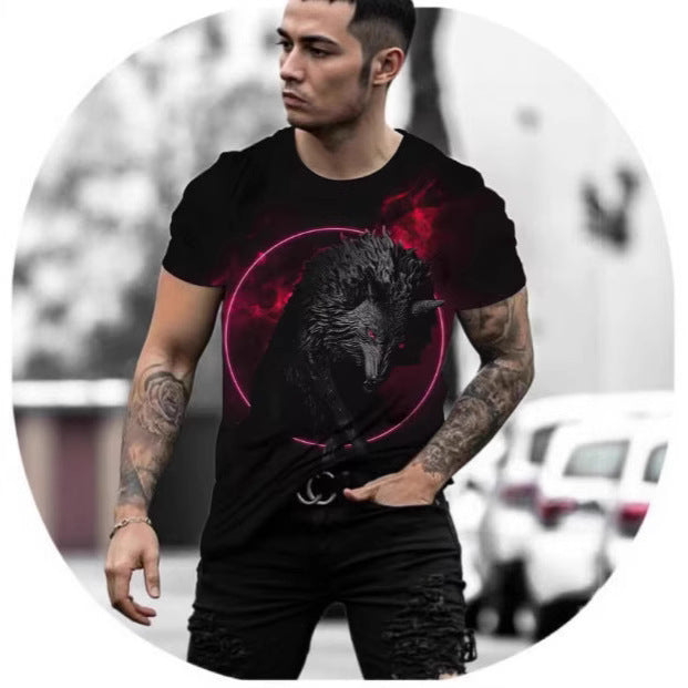 Retro 3D Animal Print Men's Short-sleeved T-shirt