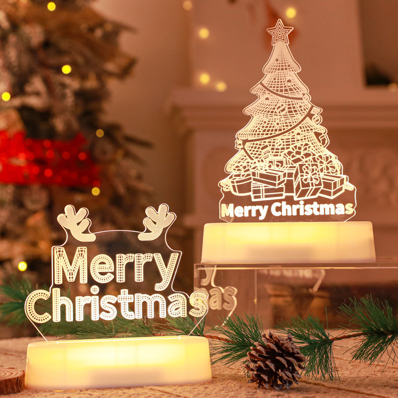 Weihnachtsdekoration 3D-Lampe Acryl LED-Nachtlichter Neujahr Valentinstag Weihnachten Kindergeschenk Weihnachtsschmuck