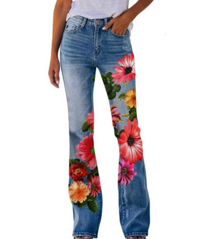 Women's Printed Polyester Jeans - X2-Shopping