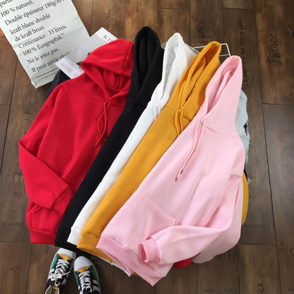 Long Sleeve Solid Color Hooded Sweater Couple - X2-Shopping