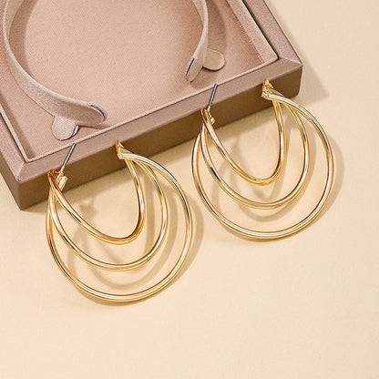 Ins Style Metal Multi-layer Circle Women's Earrings