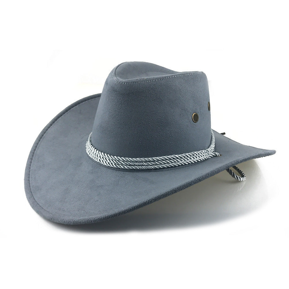 Cowboy Hat Men's Double-sided Suede Sun Hat With Wide Brim