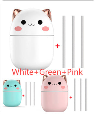 Luftbefeuchter, süße Katze, ultraleiser USB-Luftreiniger für Büro, Haushalt, Schlafzimmer, Auto, Aromatherapie, mit LED-Kühlnebelspray