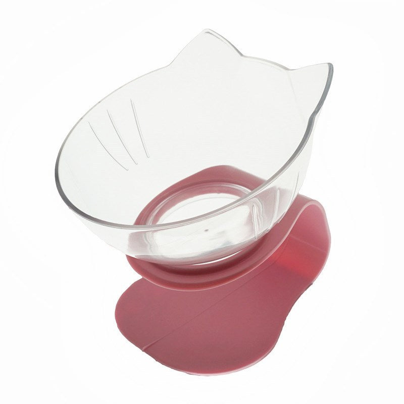Non Slip Double Cat Bowl With Raised Stand Pet Food Cat Feeder Protect Cervical Vertebra Dog Bowl Transparent Pet Products - X2-Shopping