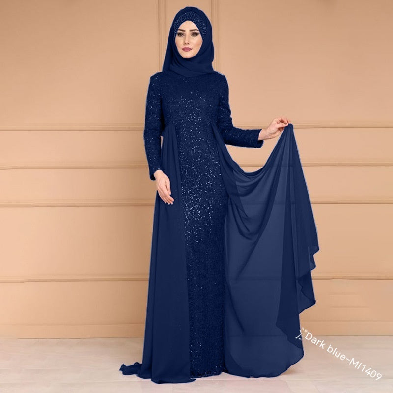 Noble Elegant Slim Slimming Sequined Ladies Gift Retro Style Long Fish Tail Dress - X2-Shopping