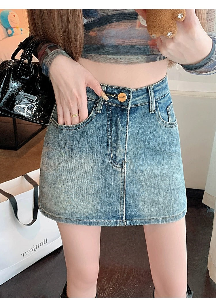 Retro Denim High Waist Hip Skirt - X2-Shopping
