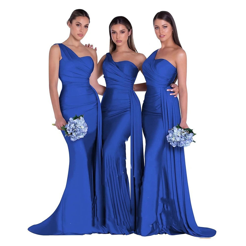 Plus Size Fat MM Mermaid One Shoulder Elegant Wedding Dress - X2-Shopping