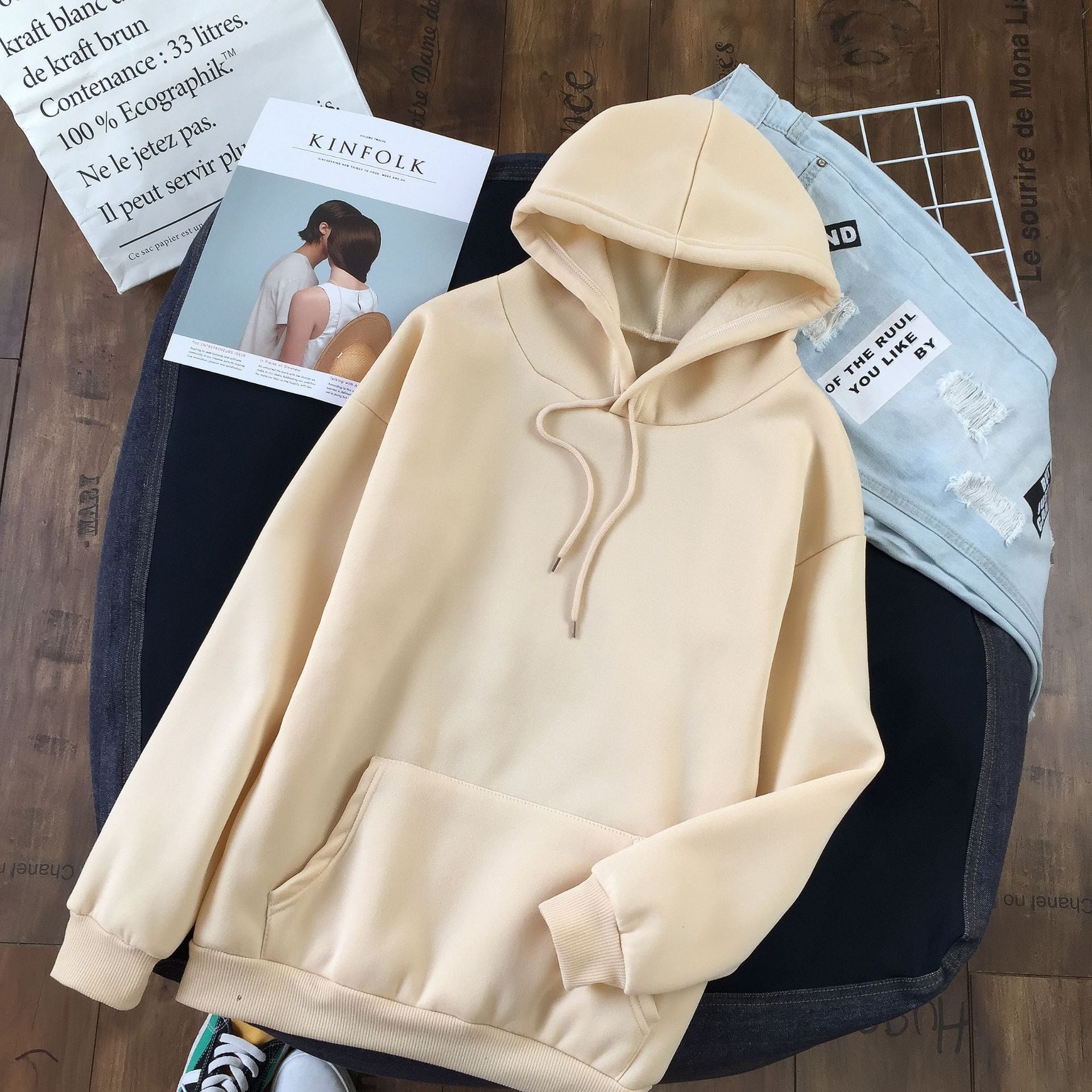 Long Sleeve Solid Color Hooded Sweater Couple - X2-Shopping