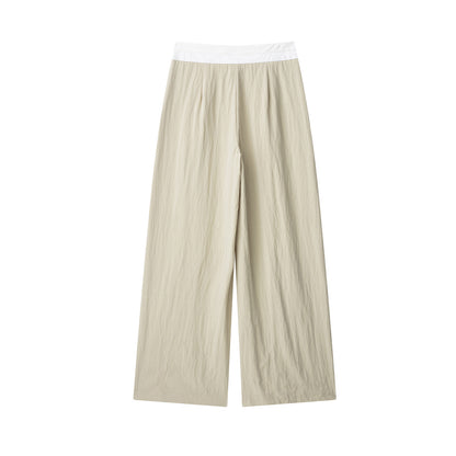 Stitching Waist High Waist Wide Leg Trousers