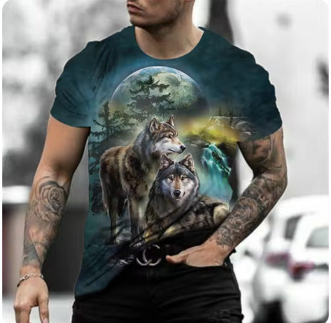 Retro 3D Animal Print Men's Short-sleeved T-shirt
