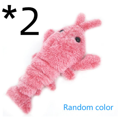 Pet Toys Electric Jumping Shrimp USB Charging Simulation Lobster Funny Cat Plush Pets Toy - X2-Shopping