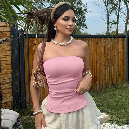 Women's Tube Top Stretch Tight Off-shoulder Top