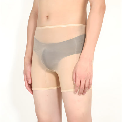 Men's Ultra-thin Shiny Stockings Transparent Bag Independent Warehouse Boxer Briefs