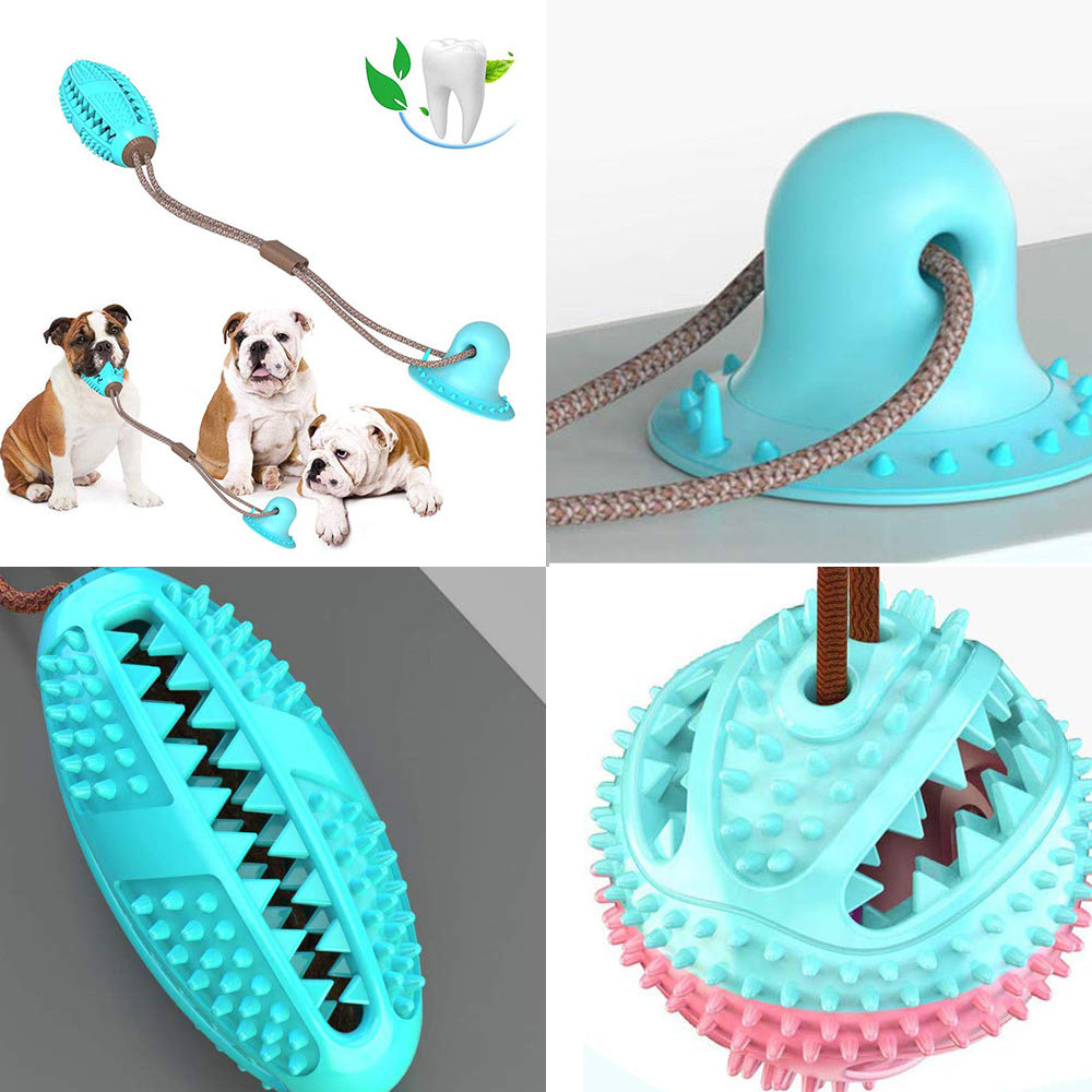 Dog Toys Silicon Suction Cup Tug Interactive Dog Ball Toy For Pet Chew Bite Tooth Cleaning Toothbrush Feeding Pet Supplies - X2-Shopping