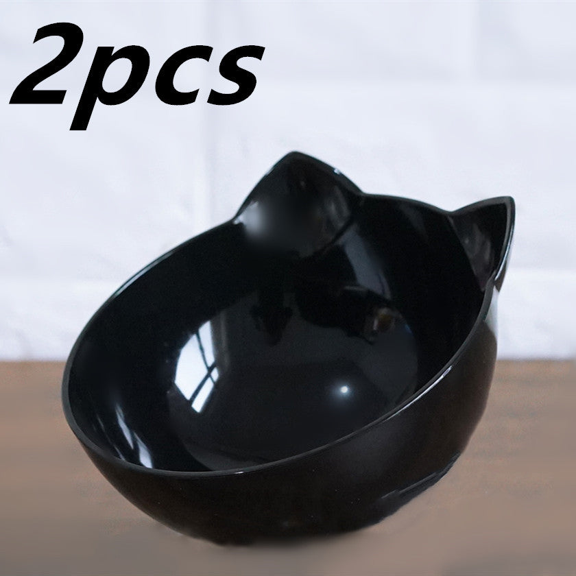 New Inclined Food Cat Ear Oblique Mouth Transparent Single Pet Bowl - X2-Shopping